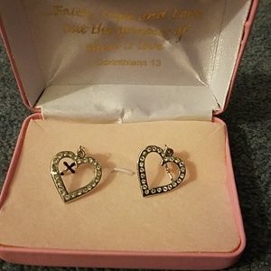 Heart and Cross Earrings